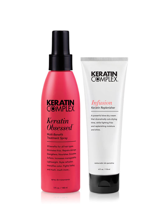 Keratin Obsessed and Infusion on a white background