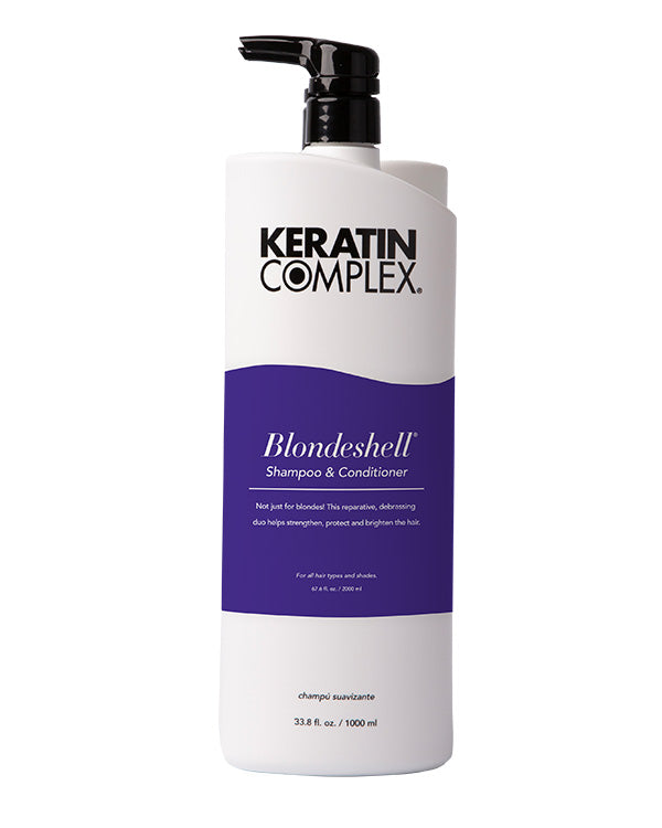Blondeshell Debrass Shampoo  and Blondeshell Debrass Conditioner liter on white background