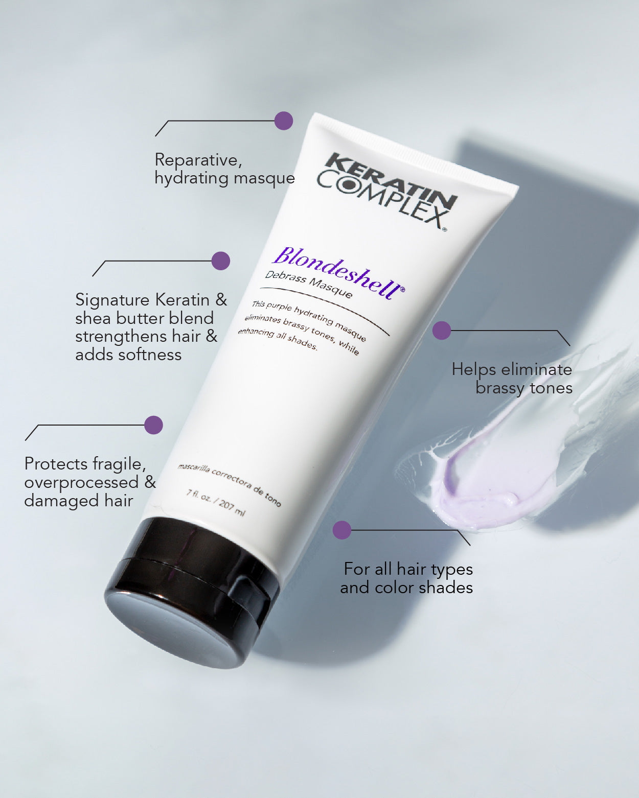 graphic || reparative hydrating masque, signature keratin & shea butter blend strengthens hair & adds softness, Protects fragile overprocessed & damaged hair, helps eliminate brassy tones, for all hair types and color shades