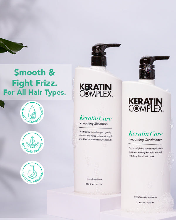 infographic || Smooth & fight frizz. For all hair types, No added sodium chloride, no added sulfates, no added parabens