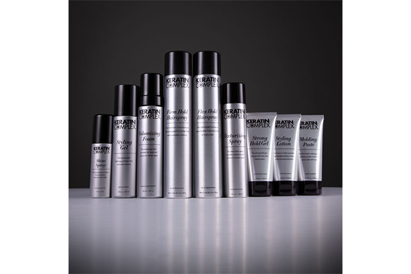Nine gray products with black cap from keratin complex