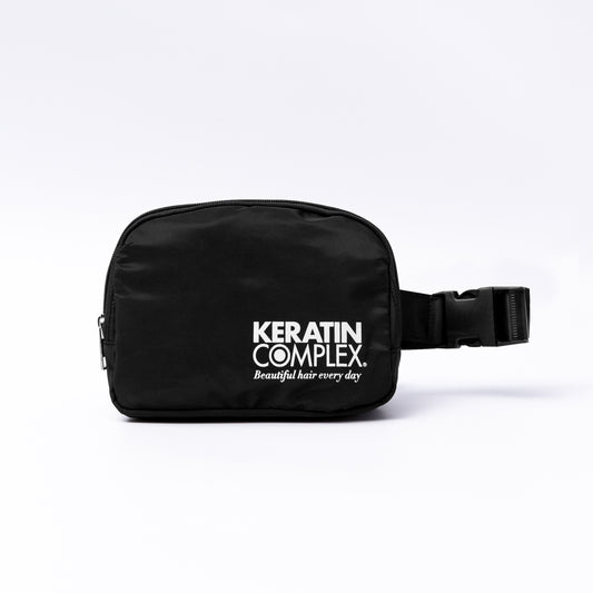 Black Belt Bag with Keratin Complex logo on the white background
