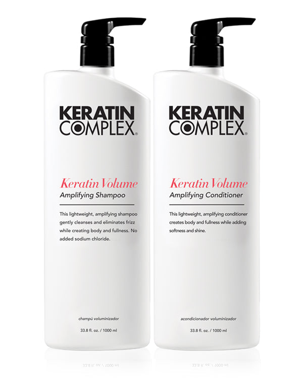 Keratin Volume Shampoo and Conditioner Liter on a white background 