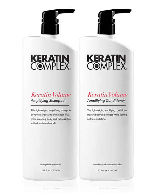 Keratin Volume Shampoo and Conditioner Liter on a white background 