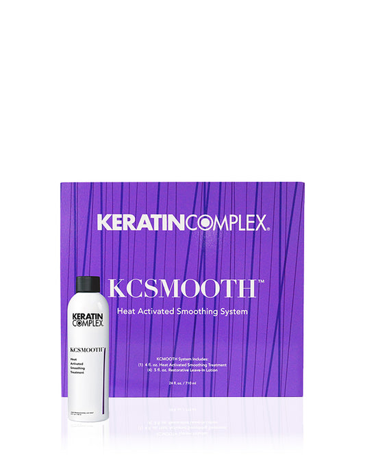 Purple KCSMOOTH box with bottle on white background 