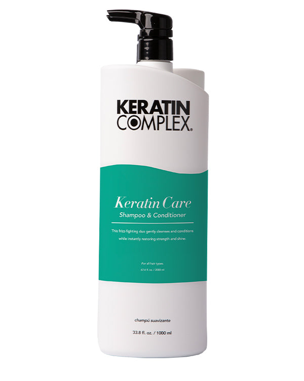 Keratin Care Shampoo and Conditioner Liter on a white background 