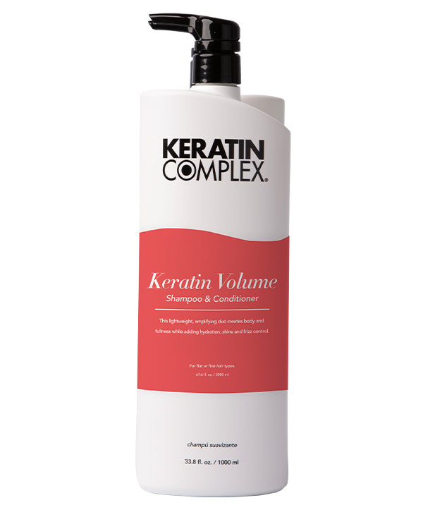 Keratin Volume Shampoo and Conditioner Liter on a white background 