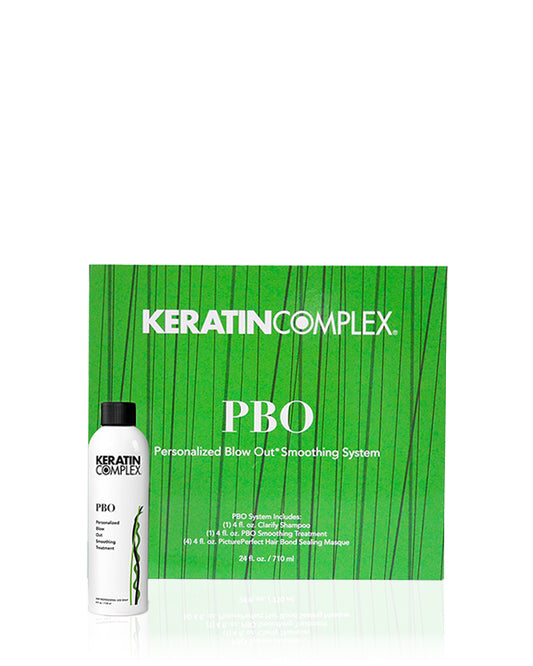 Green PBO box with bottle on white background 