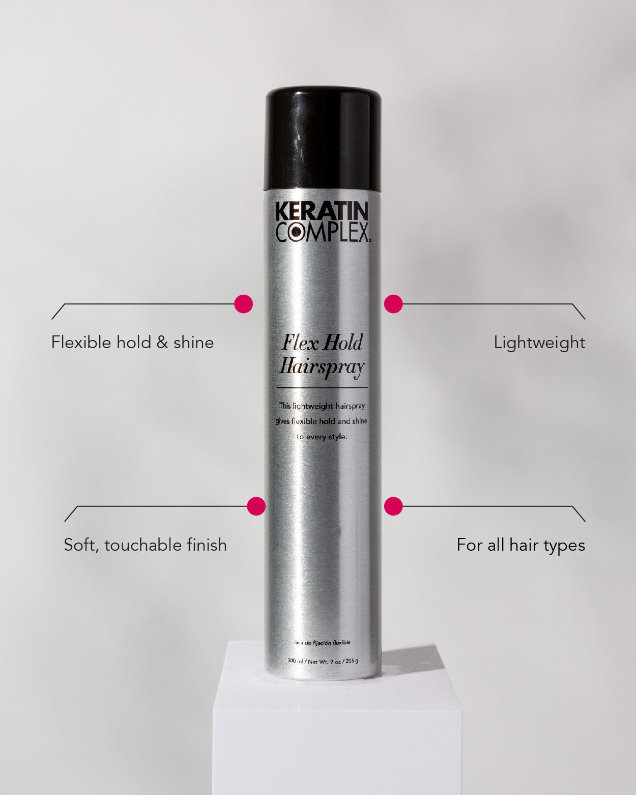 Infographic || Flexible hold & shine, soft, touchable finish, lightweight, for all hair types 