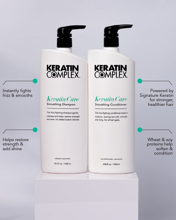 infographic|| instantly fights frizz & smooths, helps restore strength & add shine, powered by signature keratin for stronger healthier hair, wheat & soy proteins help soften & condition 