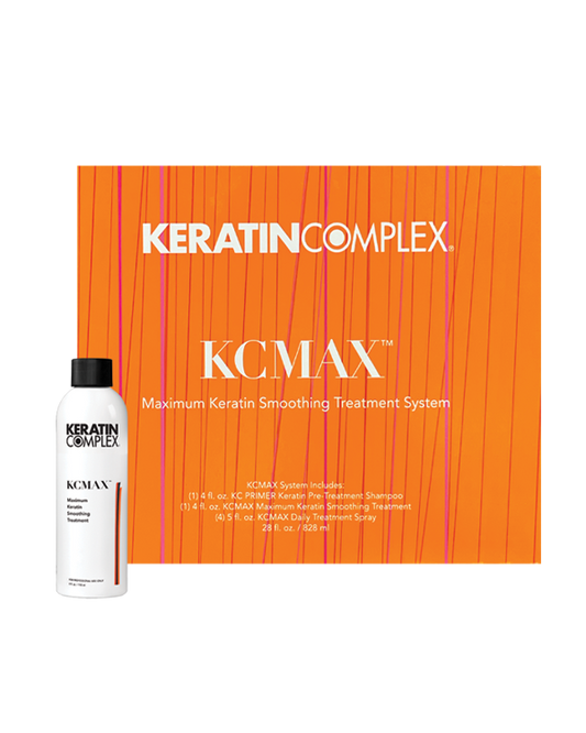 Orange KCMAX box with a bottle on white background 