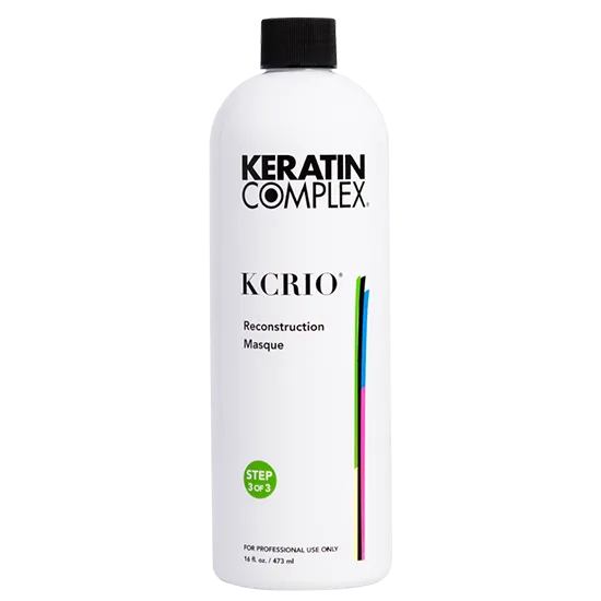 A large white bottle of KCRIO Reconstruction Masque