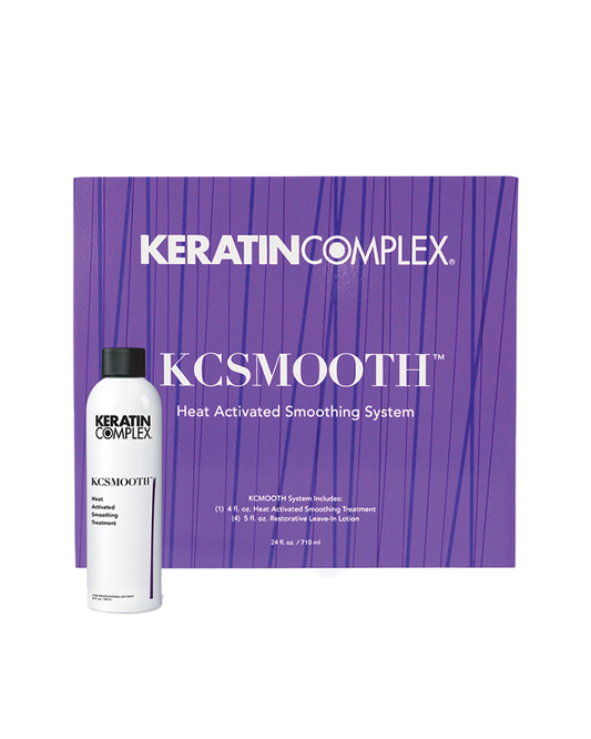 Purple KCSMOOTH box with bottle on white background 
