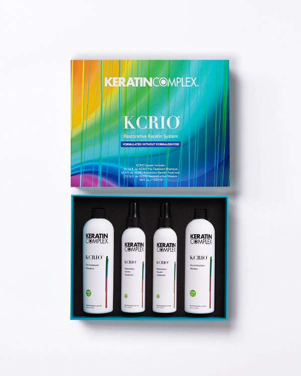 KCRIO with bottles and colorful packaging on a white background