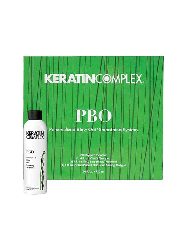 Green PBO box with bottle on white background 