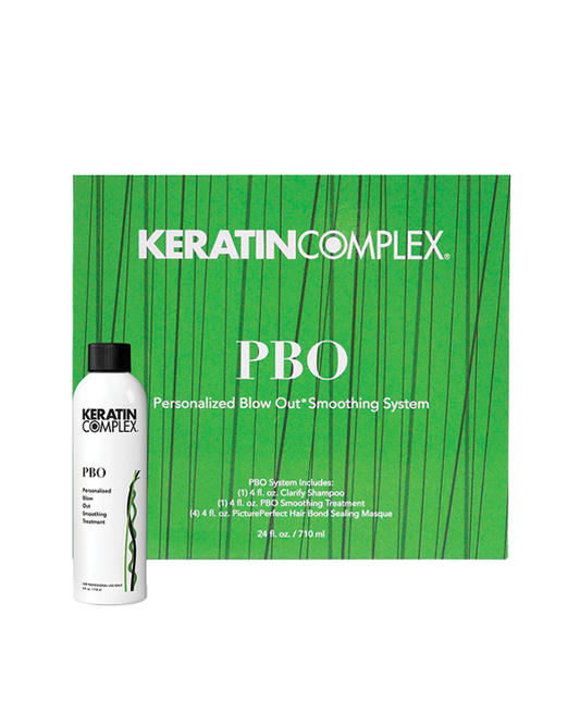 Green PBO box with bottle on white background 