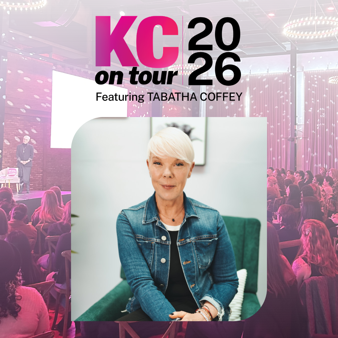 Promotional image for 'KC on tour 2026' featuring Tabatha Coffey with a stage and audience in the background.