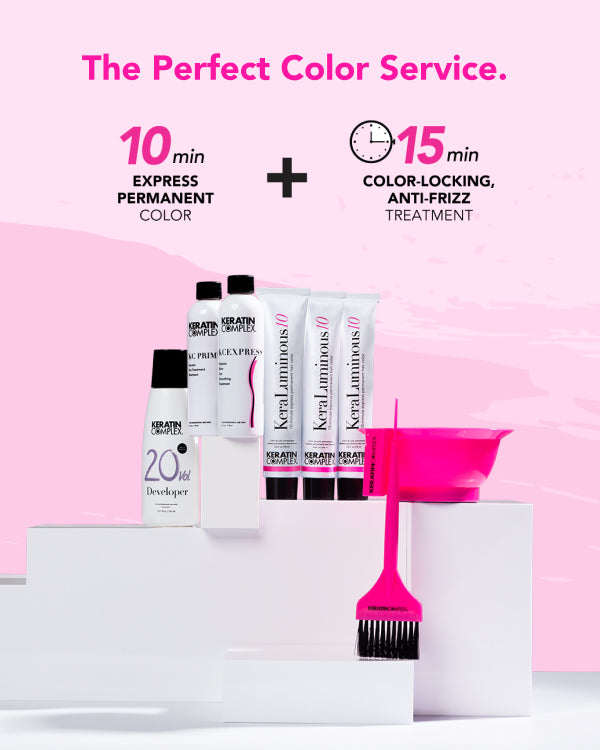 infographic || The Perfect Color Service. 10 min Express Permanent Color + 15 min Color-Locking, Anti-frizz treatment